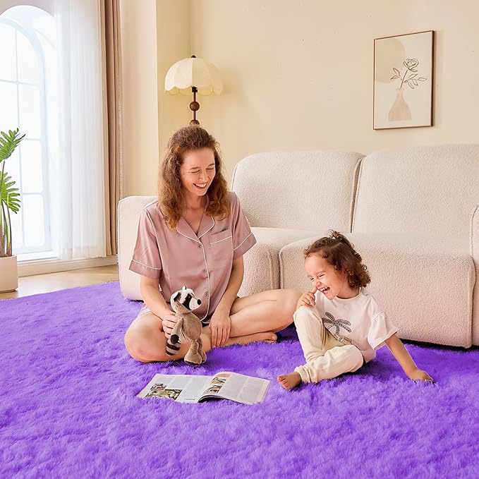 OPPODREAM 6x9 Light Purple Rugs for Bedroom, Ultra-Soft Fluffy Area Rugs for Living Room, 6 x 9 Shag Carpet for Nursery, Kids, Girl, Boy, Baby, Plush, Fuzzy, Shaggy, Cute Home Decor