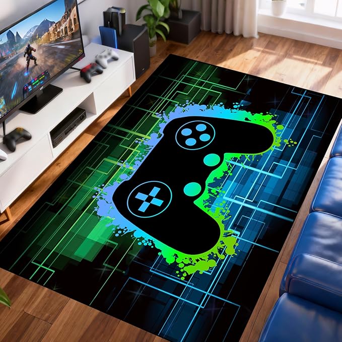 Gamer Rug for Boys Room - Video Game Rugs for Kids Bedroom Gaming Rugs for Gaming Room Gamer Decor for Boys Room Game Carpet for Playrooms,3'×4'