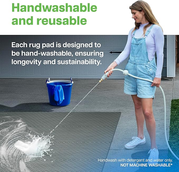 Waterproof Rug Pad, 8x10 ft (3/8" Thick) – Non-Slip Gripper for Carpet & Hardwood Floors – Washable, Pet-Friendly, Protects Floors from Spills, Scratches & Accidents
