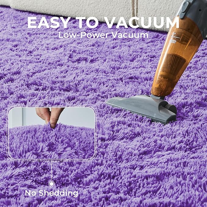OPPODREAM 8x10 Light Purple Rugs for Bedroom, Ultra-Soft Fluffy Area Rugs for Living Room, 8 x 10 Shag Carpet for Nursery, Kids, Girl, Boy, Baby, Plush, Fuzzy, Shaggy, Cute Home Decor