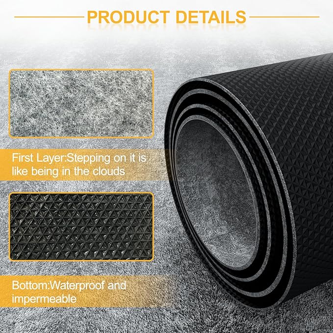 Non Slip Felt Rubber Rug Pad, Thick Felt Rug Pads for Hardwood Floors, Under Area Rugs Protective Cushion Pads for Carpet, Felt and Rubber Underpad for Home Place Surface Safe (Grey, 4' x 6')
