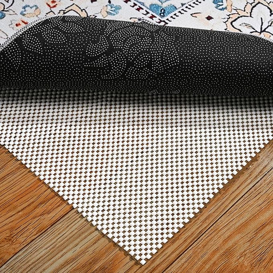Non Slip Rug Pad Gripper 3x5 FT for Hardwood Floors, Eco-Friendly Anti Skid Mat Under Area Rugs, Keeps Rugs Safe and Flat, Odorless Cushioned Pad for Floor Protection, Easy to Trim Multi-Use Mat