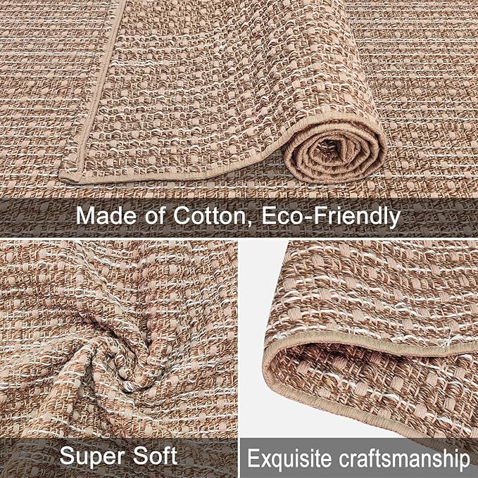 Hallway Runner Rug Braided Rugs 3'x10' Brown Long Cotton Washable Rug Runner for Kitchen/Doorway/Bedroom/Bathroom/Living Room/Laundry/Indoor Outdoor Farmhouse Rugs