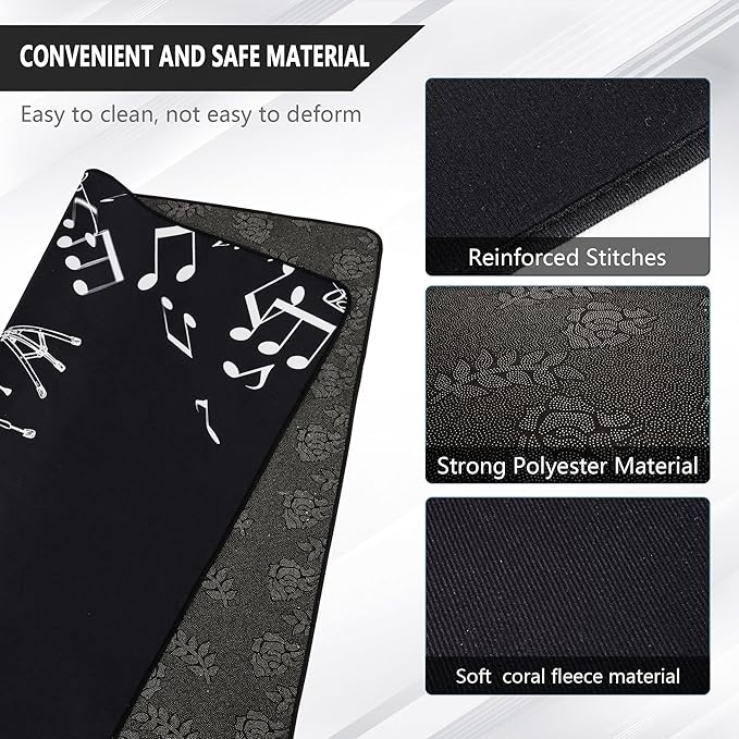 5.3Ft x 6.6Ft Drum Mat Drum Carpet Tightly Woven Fabric with Non-Slip Grip Bottom Drum Rug for Bedroom, Studio, Apartment, Soundproof, Roll of 35 Square Feet (White Drum Stand)