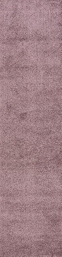 Eyely UES100R-216 Supersoft Haze Solid Low-Pile Indoor Runner Rug, Coastal, Bohemian, Minimalist, Classic, Casual for Bedroom,Kitchen,Living Room,Non Shedding,Easy-Washing, Purple, 2 X 16