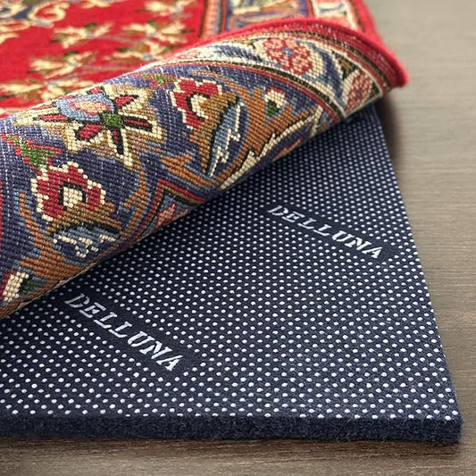 DELLUNA Non-Slip Area Rug Pad 6'x9', 3/8" Thick Double Side Rubber + Felt, Premium Deluxe Cushioned- Safe for All Floors, Adds Comfort and Protection, Ultra Strong Grip, Stop Rug from Moving.