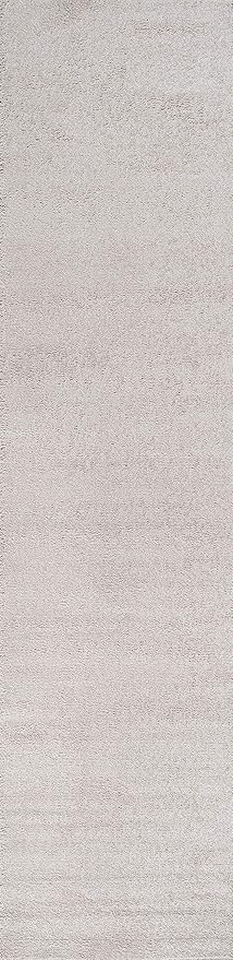 Eyely UES100D-216 Supersoft Haze Solid Low-Pile Indoor Runner Rug, Coastal, Bohemian, Minimalist, Classic, Casual for Bedroom,Kitchen,Living Room,Non Shedding,Easy-Washing, Ivory, 2 X 16
