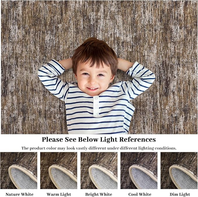 RUGSREAL Modern Runner Rug 2.5x8 Stain Resistant Washable Kitchen Runner Carpet ith Rubber Backing Low Pile Contemporary Solid Color Entryway Mat Ultra Soft Rug for Living Room Bedroom, Brown