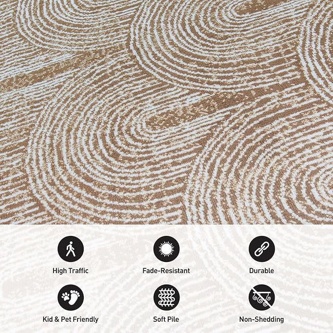 Contemporary Bohemian Arch Design High Traffic Area Rug 5' x 7' Brown
