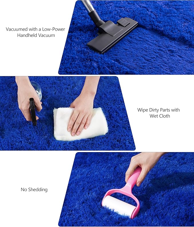 6x9 Large Shag Area Rugs for Living Room, Blue Fluffy Rug for Bedroom and Nursery, Soft and Comfy, Fuzzy Shaggy Carpet for Kids, Boys, Girls Room Dorm Home Decor Aesthetic, Upgrade Non Slip