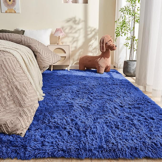 OPPODREAM 9x12 Royal Blue Rugs for Bedroom, Ultra-Soft Fluffy Area Rugs for Living Room, 9 x 12 Shag Carpet for Nursery, Kids, Girl, Boy, Baby, Plush, Fuzzy, Shaggy, Cute Home Decor