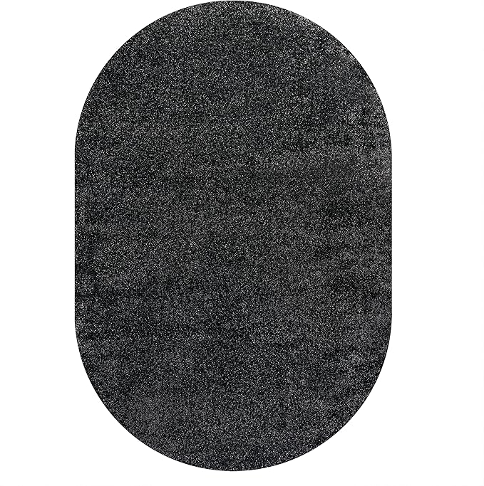 Eyely UES100I-5OV Supersoft Haze Solid Low-Pile Indoor Area Rug, Coastal, Bohemian, Minimalist, Classic, Casual for Bedroom,Kitchen,Living Room,Non Shedding,Easy-Washing, Black, 5 X 8 Oval