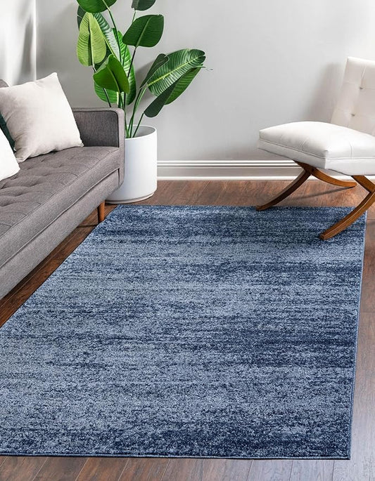 Unique Loom Del Mar Collection Area Rug - Lucille (4' 1" x 6' 1" Rectangle, Navy Blue/ Ivory)