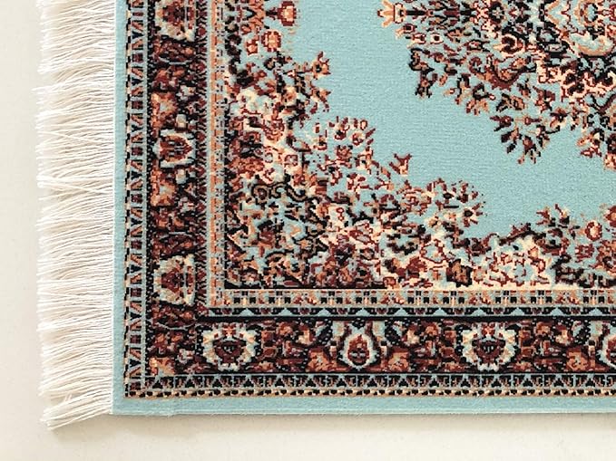 3-Piece Carpet-Style Desk Set – Turquoise Mouse Pad, Mini Rug Coaster & Bookmark, Colorful Elegant Office Accessories, Novelty Gift