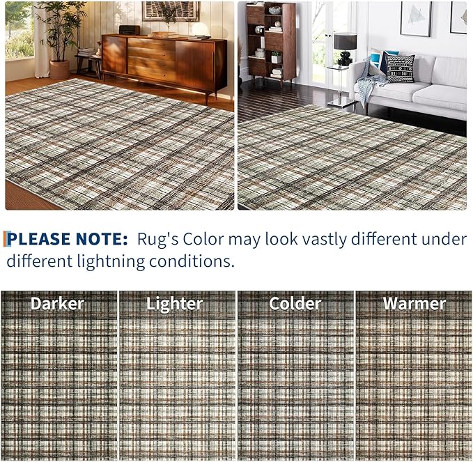 Large Area Rug 10x13 Rug for Living Room Modern Washable Rugs Non Slip Soft Low Pile Throw Rugs Stain Resistant Carpet for Bedroom Office Dining Room Nursery 10'x13'