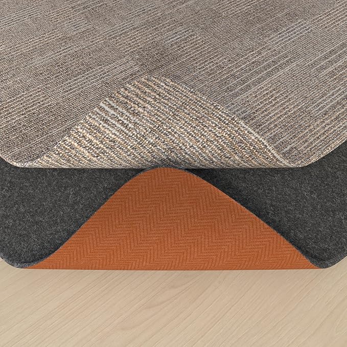 Felt and Rubber Rug Pads 5x7 ft, 1/8" Thick Non Slip Rug Pad Gripper, Carpet Pads for All Floors and Finishes, Protective Cushioned Pads for Hardwood Floors, Keeps Carpets in Place Soft and Secure