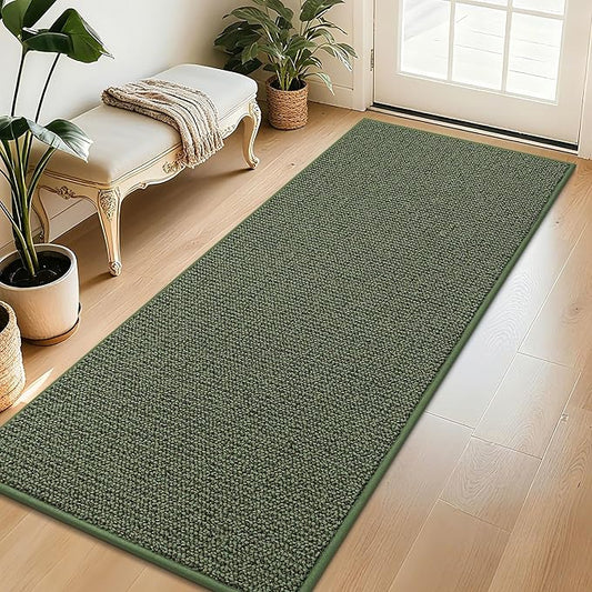 BEQHAUSE Dirt Trapper Door Mat 32" x 72", Non-Slip Washable Doormats Entrance Mat, Dirt Resistant and Absorbent Welcome Mat, Low Profile Floor Mats for Front Back Door and Entryway, Green