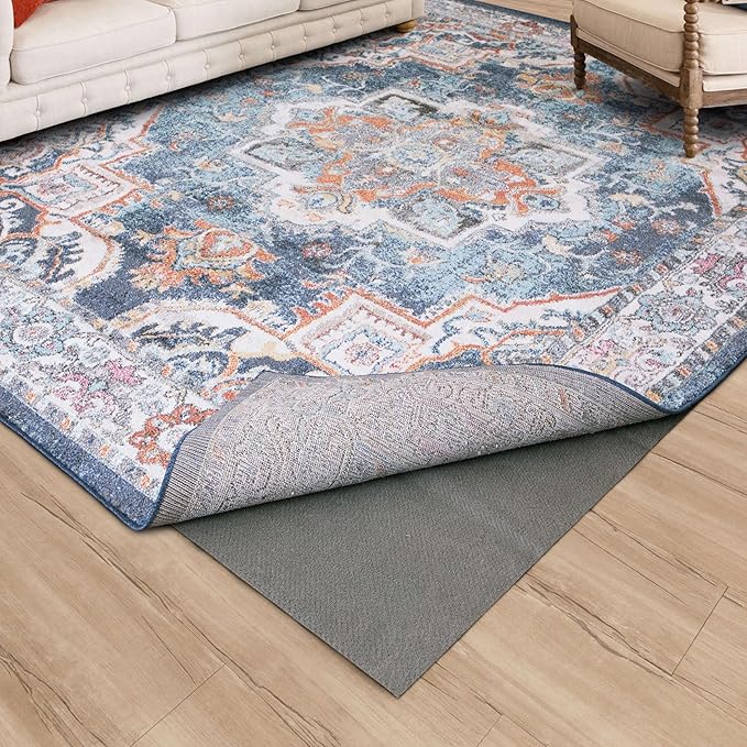 Mohawk Home Low Profile Waterproof Rug Pad Utility Solid Gray 8' X 11' Pet and Kid Proof Rug Pad Perfect for Kitchen, Living Room, Kids Room, Dining Room