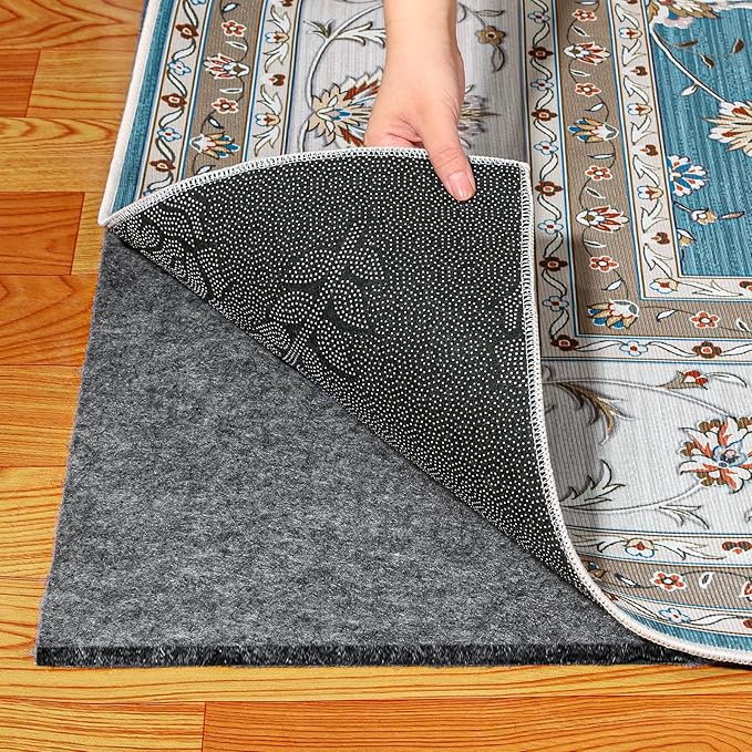 Waterproof Rug Pad, Thick 8x10 ft Under Area Rug Carpet Pad, Non Slip Felt Rug Pads for Hardwood Floors, Keep Carpets in Place Soft and Prevent Rug from Wrinkling or Buckling