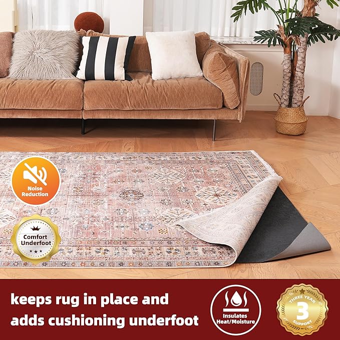 BAGAIL Felt and Natural Rubber Backing Rug Pads 1/4” Thick, 8 x 11 Ft Non Slip Rug Gripper Keep Rugs in Place, Under Area Rug Protective Cushioned Pads, Carpet Runners, Hardwood Floors Protection