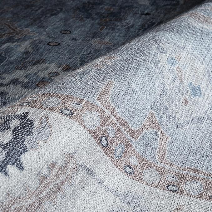 Fame Rugs Gray Modern Oushak Rug 9x12, Vintage Turkish Colorful Oriental Washable Antique Inspired Oversize Area Rugs, Luxury Living Room Bedroom (Gbeige, 9' x 12)