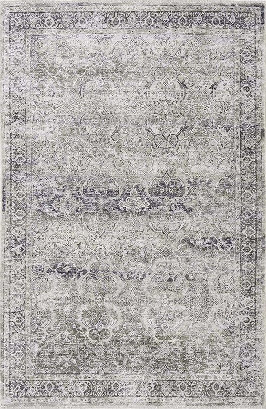 Hauteloom Arista Bohemian Vintage Medallion Area Rug - Farmhouse Oriental Carpet for Living Room, Bedroom - Machine Washable - Gray - 6'7" x 9'
