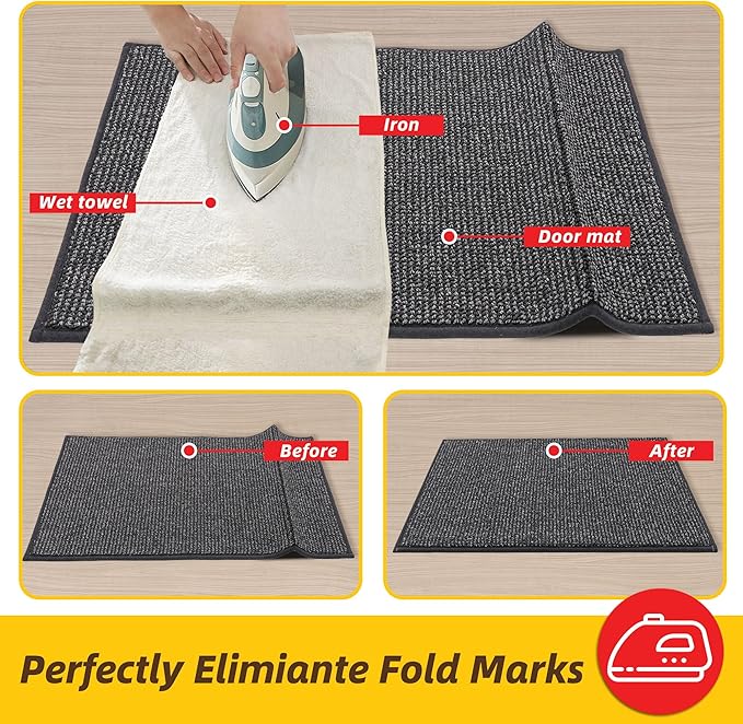 JSEI Dirt Trapper Door Mat 32"x48" Non-Slip Washable Entrance Mat, Dog Doormats, Absorbent & Fade-Resistant Floor Mats, Low Profile Welcome Mats for Entryway, Front Door, and Inside Entrance, Charcoal
