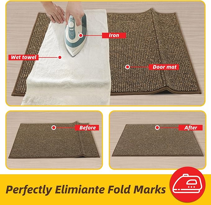 JSEI Dirt Trapper Door Mat 32"x48" Non-Slip Washable Entrance Mat, Dog Doormats, Absorbent & Fade-Resistant Floor Mats, Low Profile Welcome Mats for Entryway, Front Door, and Inside Entrance, Brwon