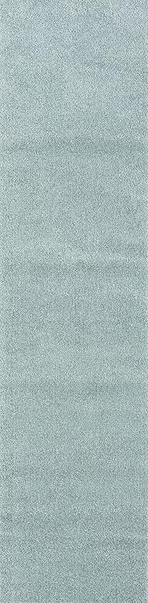 Eyely UES100S-214 Supersoft Haze Solid Low-Pile Indoor Runner Rug, Coastal, Bohemian, Minimalist, Classic, Casual for Bedroom,Kitchen,Living Room,Non Shedding,Easy-Washing, Blue, 2 X 14