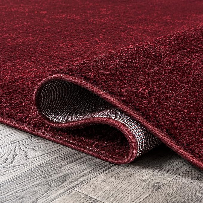 Eyely UES100Q-6 Supersoft Haze Solid Low-Pile Indoor Area Rug, Coastal, Bohemian, Minimalist, Classic, Casual for Bedroom,Kitchen,Living Room,Non Shedding,Easy-Washing, Red, 6 X 9
