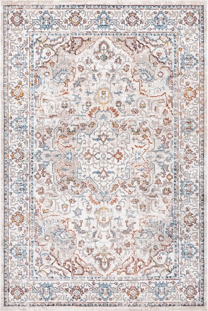 nuLOOM SpinClean Cady Beige/Ivory, 3' x 5', Vintage Oriental, Soft and Cozy, High Traffic, Stain Resistant, Easy Clean, Durable, Machine Washable Runner for Bedroom, Living Room, Dining, Foyer