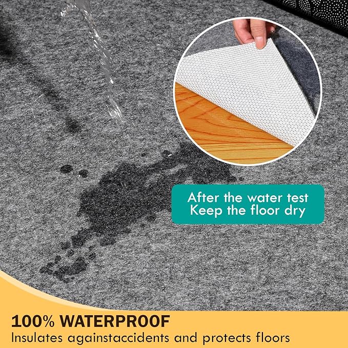 Waterproof Rug Pad 8 x 10 ft, 1/4" Thick Under Area Carpet Padding, Non Slip Felt Rug Pads for Hardwood Floors, Protective Underlay Keeps Rugs in Place Without Wrinkles