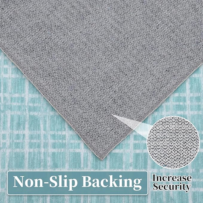 Washable Area Rug 6x9 Rug for Living Room Modern Green Bedroom Rug Farmhouse Large Area Rug Non Slip Throw Rugs Soft Faux Wool Low Pile Stain Resistant Carpet for Classroom 6'x9' Mint Green