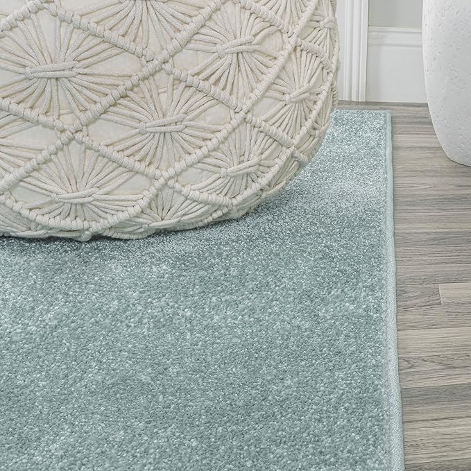 Eyely UES100S-9SQ Supersoft Haze Solid Low-Pile Indoor Area Rug, Coastal, Bohemian, Minimalist, Classic, Casual for Bedroom,Kitchen,Living Room,Non Shedding,Easy-Washing, Blue, 9' Square