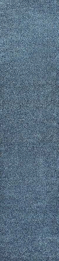 Eyely UES100H-216 Supersoft Haze Solid Low-Pile Indoor Runner Rug, Coastal, Bohemian, Minimalist, Classic, Casual for Bedroom,Kitchen,Living Room,Non Shedding,Easy-Washing, Blue, 2 X 16