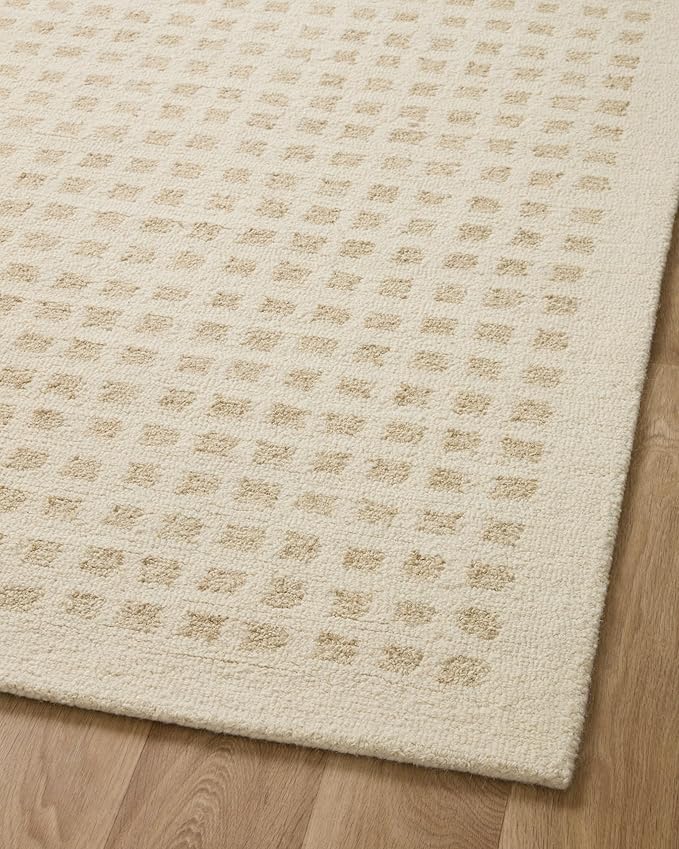 Loloi Chris Loves Julia Polly 3'-6" x 5'-6" Accent Rug in Ivory/Natural - Large Neutral Area Rug, Unique Patterned Rug for Living Room, Bedroom, Dining Area, Home Office