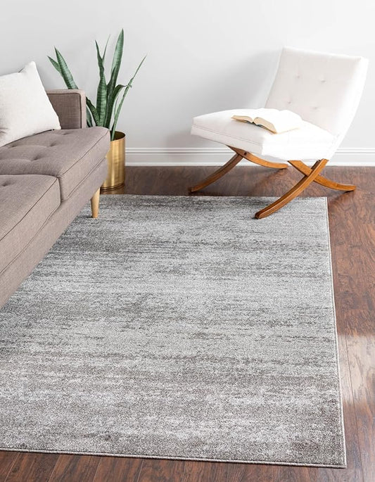 Unique Loom Del Mar Collection Area Rug - Lucille (4' 1" x 6' 1" Rectangle, Gray/ Ivory)