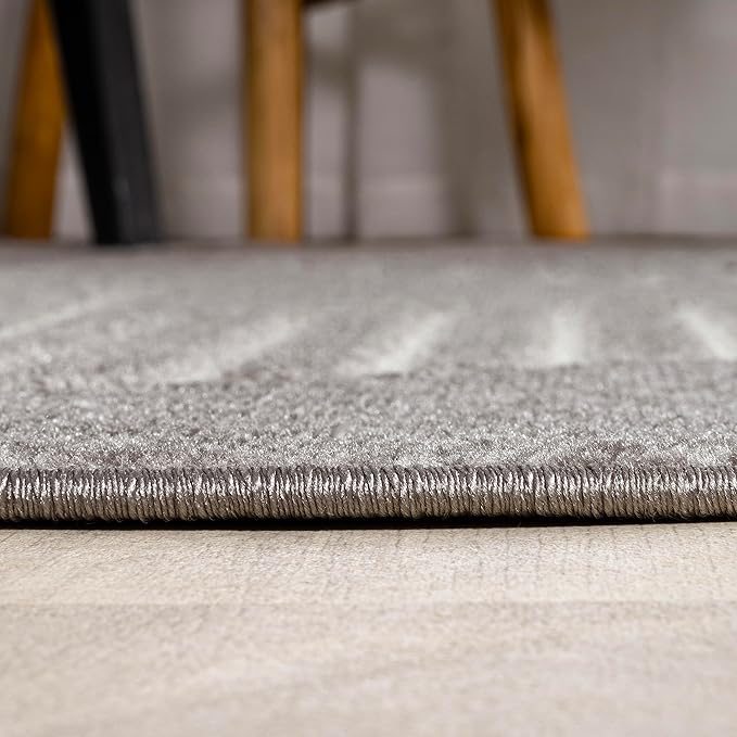 JONATHAN Y Nordby High-Low Arch Striped Gray/Cream Indoor/Outdoor Area Rug, 8x10, Contemporary,Bohemian, Transitional for Bedroom,Kitchen,Living Room,Non Shedding (SCN104C-8)