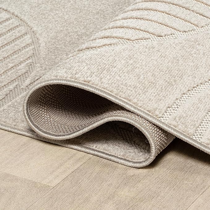 JONATHAN Y Nordby High-Low Arch Striped Ivory/Cream Indoor/Outdoor Runner Rug, 2x8, Modern, Contemporary, Geometric, Bohemian,Bedroom,Kitchen,Living Room,Non Shedding (SCN104B-28)