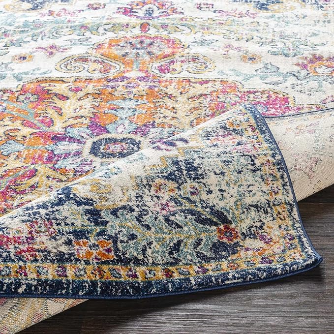 Hauteloom Kaleidoscope 2' x 3' Moroccan Bohemian Updated Traditional - Oriental Area Rug - Rectangle - Polypropylene - Saffron, Light Gray, Charcoal, Teal, Dark Blue, Garnet, Burnt Orange, Beige
