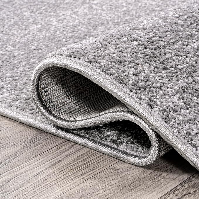 Eyely UES100A-6R Supersoft Haze Solid Low-Pile Indoor Area Rug, Coastal, Bohemian, Minimalist, Classic, Casual for Bedroom,Kitchen,Living Room,Non Shedding,Easy-Washing, Gray, 6' Round