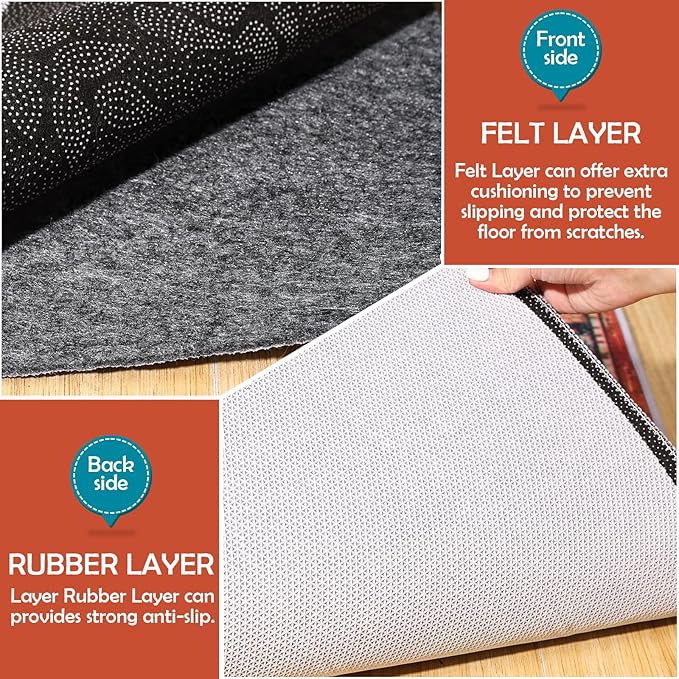 Waterproof Rug Pad, Thick 2x10 Ft Under Area Rug Carpet Pad, Non Slip Rug Pads for All Floors and Hardwood Floors Finishes, Keep Carpets in Place Soft and Prevent Rug from Wrinkling or Buckling
