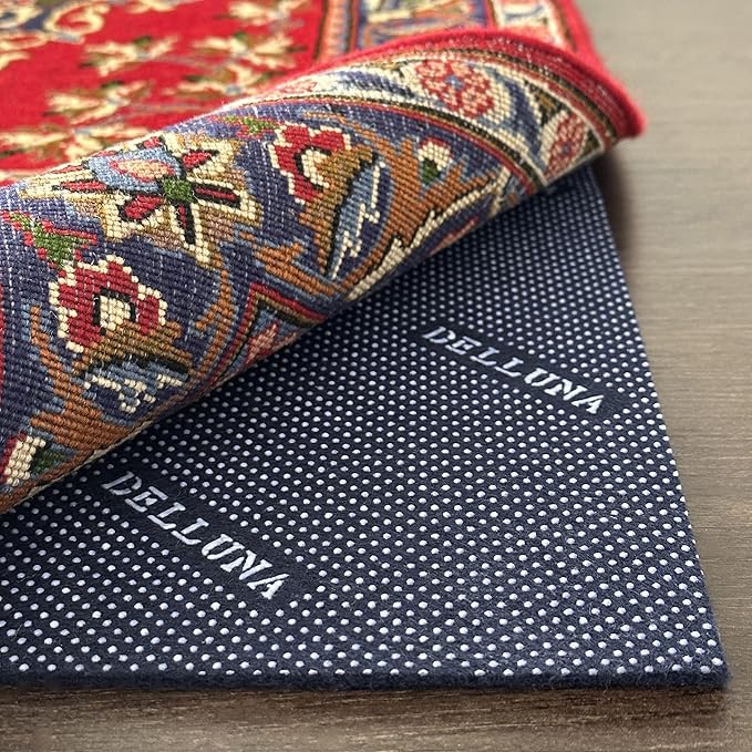 DELLUNA Non-Slip Area Rug Pad 1/8" Thick Double Side Rubber + Felt, 2'x6' Premium Deluxe Cushioned- Safe for All Floors, Adds Comfort and Protection, Ultra Strong Grip, Stop Rug from Moving.