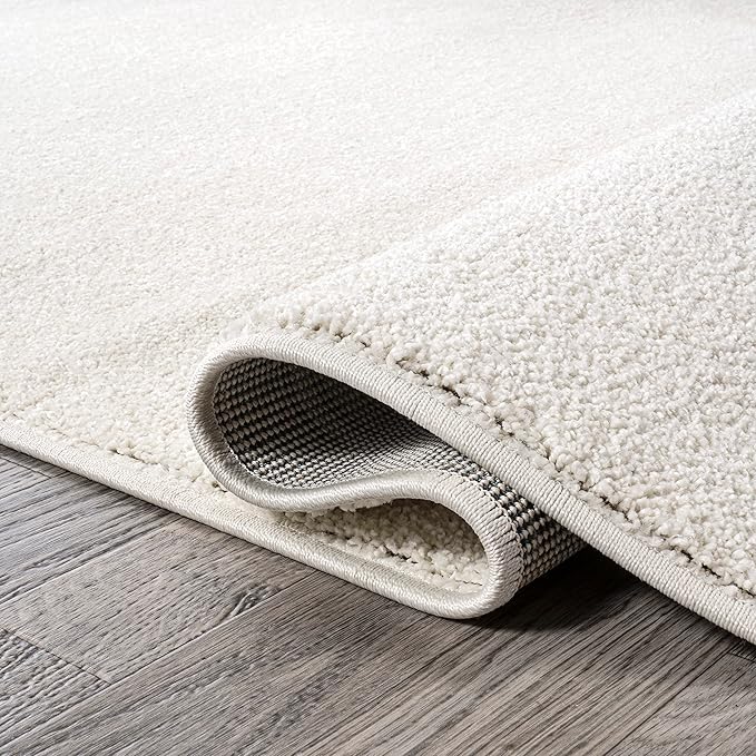 Eyely UES100T-214 Supersoft Haze Solid Low-Pile Indoor Runner Rug, Coastal, Bohemian, Minimalist, Classic, Casual for Bedroom,Kitchen,Living Room,Non Shedding,Easy-Washing, Cream, 2 X 14