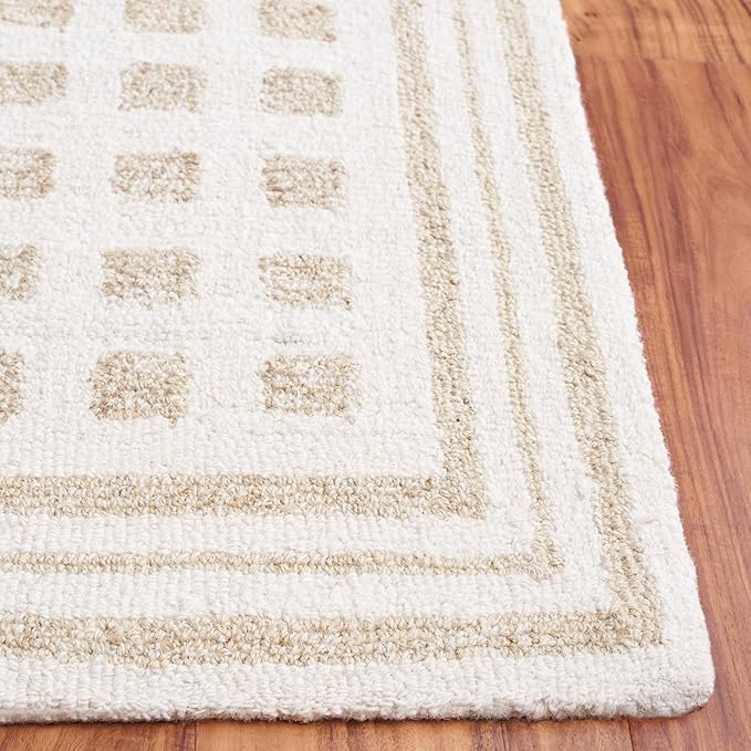 SAFAVIEH Ebony Collection Area Rug - 5' x 8', Ivory & Beige, Modern Checkered Design, Handmade Wool, Ideal for The Living Room, Bedroom, Dining Room (EBN604A-5)