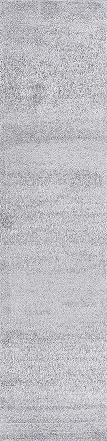 Eyely UES100K-212 Supersoft Haze Solid Low-Pile Indoor Runner Rug, Coastal, Bohemian, Minimalist, Classic, Casual for Bedroom,Kitchen,Living Room,Non Shedding,Easy-Washing, Gray, 2 X 12
