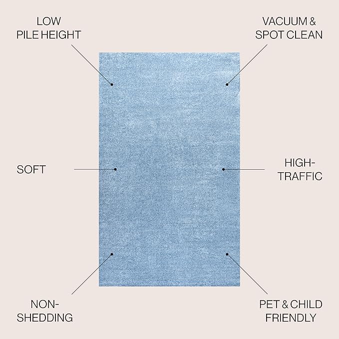 JONATHAN Y Haze Solid Low-Pile Classic Blue 6' Round Indoor Area Rug, Coastal,Bohemian,Minimalist,Classic, Easy-Cleaning for Living Room,Bedroom,Kitchen,Pet Friendly,Non-Shedding (SEU100F-6R)