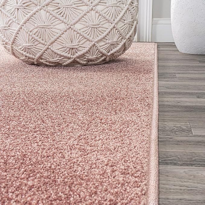 Eyely UES100P-4R Supersoft Haze Solid Low-Pile Indoor Area Rug, Coastal, Bohemian, Minimalist, Classic, Casual for Bedroom,Kitchen,Living Room,Non Shedding,Easy-Washing, Pink, 4' Round