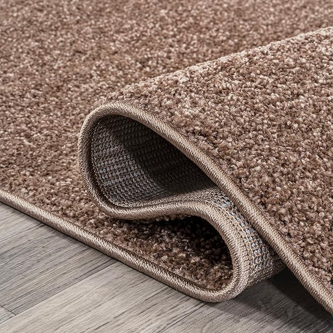 Eyely UES100J-5OV Supersoft Haze Solid Low-Pile Indoor Area Rug, Coastal, Bohemian, Minimalist, Classic, Casual for Bedroom,Kitchen,Living Room,Non Shedding,Easy-Washing, Brown, 5 X 8 Oval
