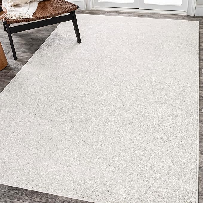 Eyely UES100T-6 Supersoft Haze Solid Low-Pile Indoor Area Rug, Coastal, Bohemian, Minimalist, Classic, Casual for Bedroom,Kitchen,Living Room,Non Shedding,Easy-Washing, Cream, 6 X 9